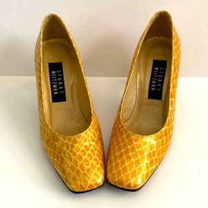 Vintage Stuart Weitzman Yellow Faux Snakeskin Pumps - Size 6